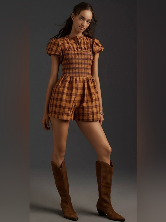 Maeve Pants - Maeve Puff-Sleeved Smocked Romper